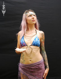 Amulet bikinis by Izzy Ivy, Goddess inspired, embellished with sacred geometry and Crystals, petite to plus size. Adorn your Temple